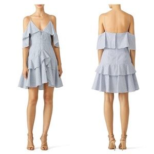 Nicholas Blue Striped Astrid Ruffle Dress sz 2